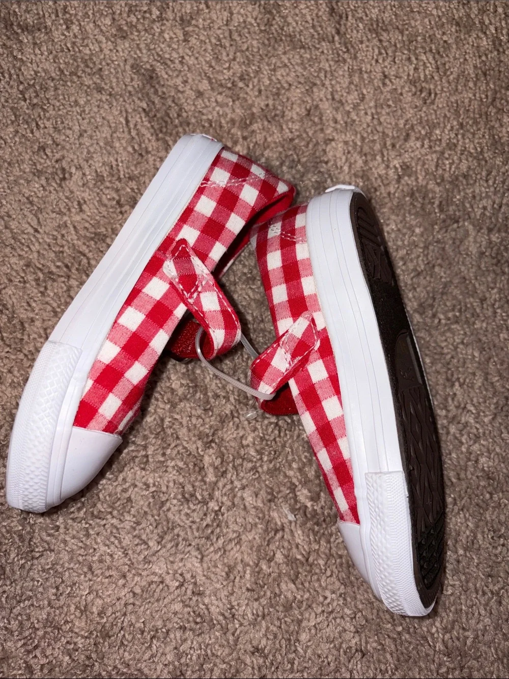 Converse Kids Red Gingham Mary Jane Sneakers with White Toe NWOT
